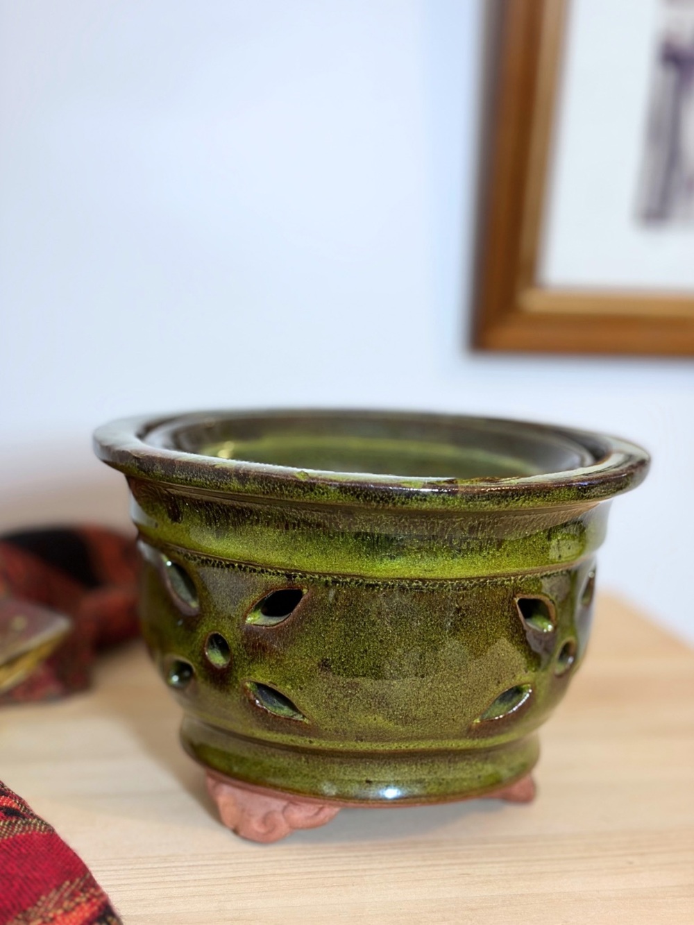 Green Glazed Ceramic Decorative Planter